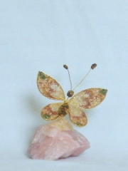 Schmetterling (± 8 cm) mit Rosenquarz, Türkis, Tigerauge